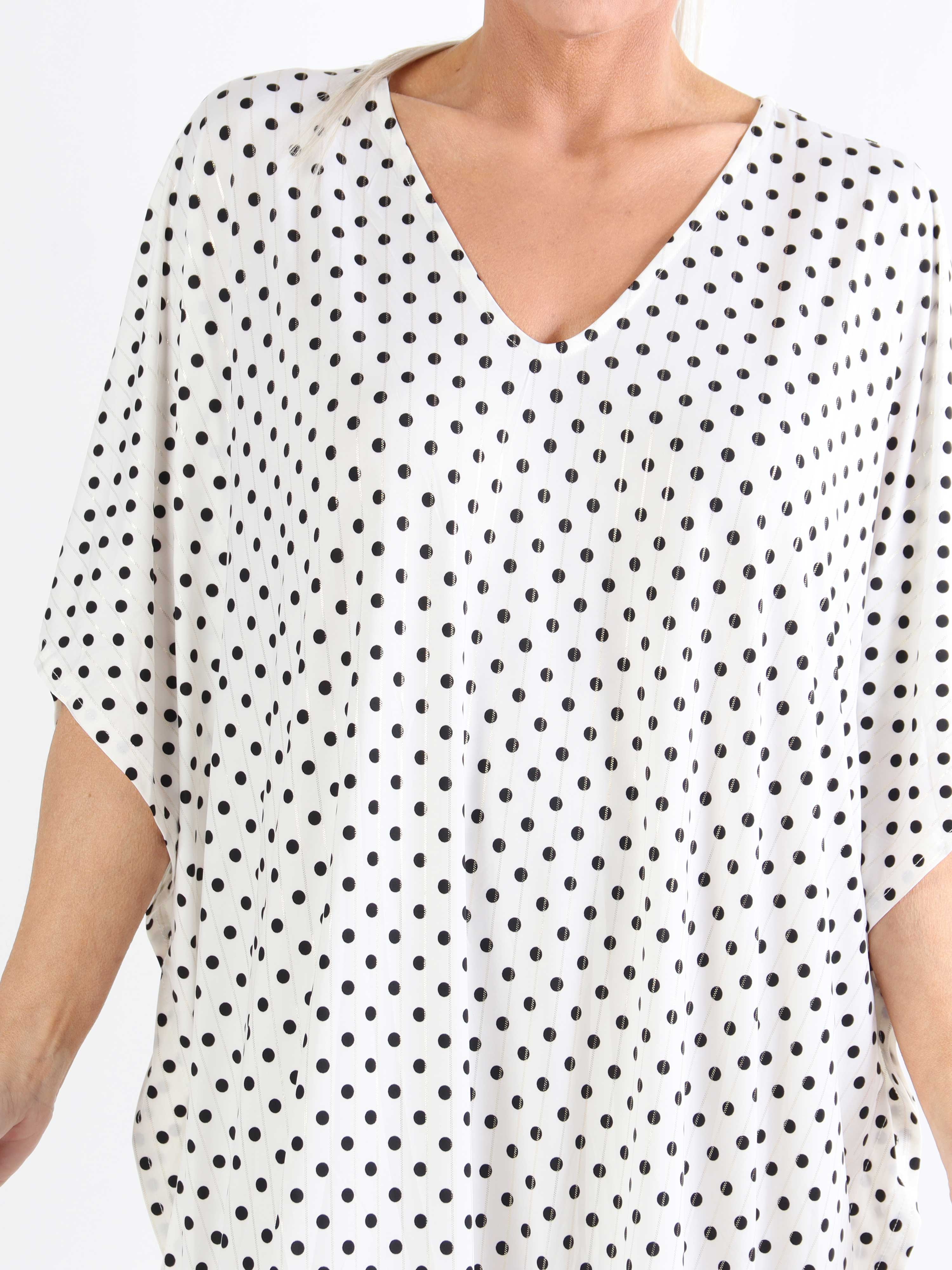 Azmina Dot - Elastisk plus size tunikaklänning i lös passform